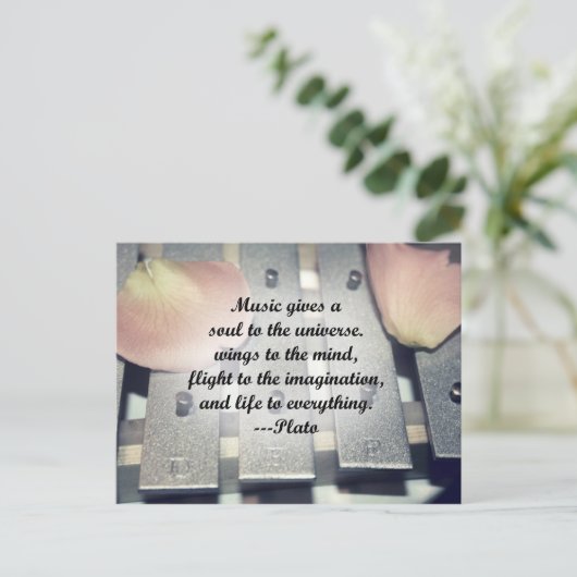 Muziek geeft een roos briefkaart (Staand voorkant)