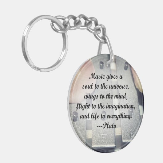 Muziek geeft een roos sleutelhanger (Voorkant Links)