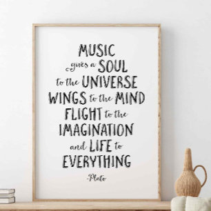 Muziek geeft een sol aan het universum, Plato Cita Poster
