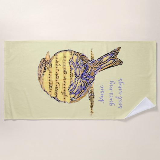 Muziek geeft mijn Soul Wings Quote & Bird Art Beac Strandlaken (Voorkant)