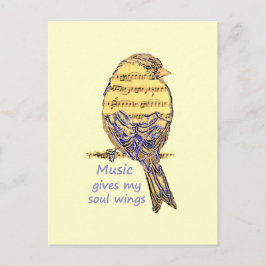 Muziek geeft mijn Soul Wings Quote & Bird Art Briefkaart