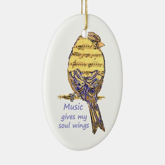 Muziek geeft mijn Soul Wings Quote & Bird Art Keramisch Ornament (Rechts)