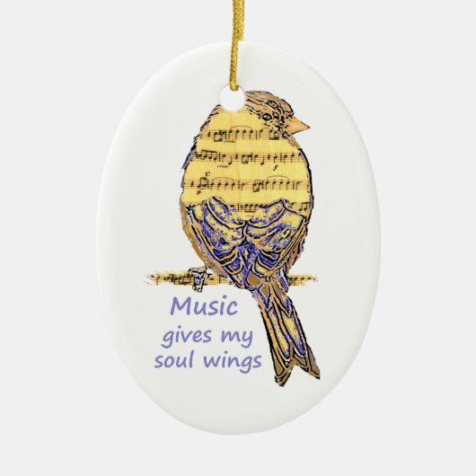 Muziek geeft mijn Soul Wings Quote & Bird Art Keramisch Ornament (Voorkant)
