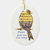 Muziek geeft mijn Soul Wings Quote & Bird Art Keramisch Ornament (Achterkant)