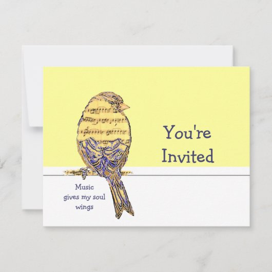 Muziek geeft mijn ziel vleugels Bird Party Kaart (Voorkant)
