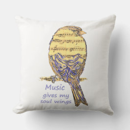 Muziek geeft mijn ziel vleugels Inspirerende quote Buitenkussen