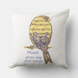 Muziek geeft mijn ziel vleugels Inspirerende quote Buitenkussen