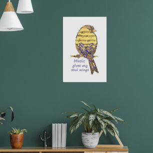 Muziek Geeft Mijn Ziel Vleugels Inspirerende Spreu Poster