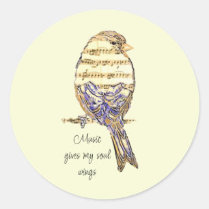 Muziek geeft mijn ziel vleugels Muskusratvogel Ronde Sticker