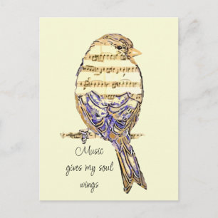 Muziek geeft mijn ziel vleugels Musvogel Briefkaart
