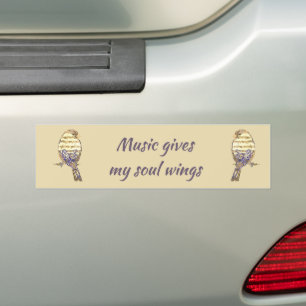 Muziek geeft mijn ziel vleugels Musvogel Bumpersticker