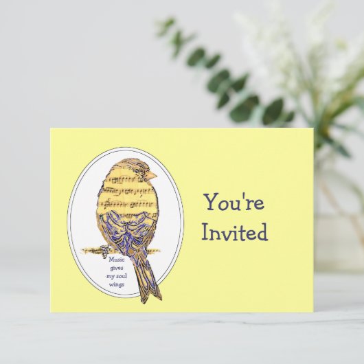 Muziek geeft mijn ziel vleugels Quote Bird Birthda Kaart (Staand voorkant)