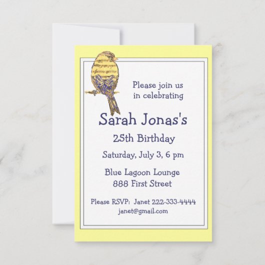 Muziek geeft mijn ziel vleugels Quote Bird Birthda Kaart (Achterkant)