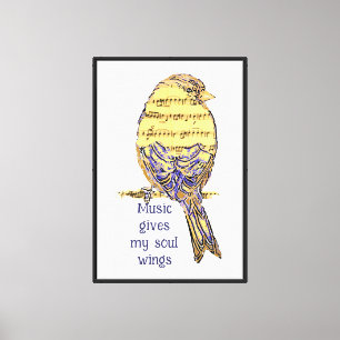 Muziek Geeft Mijn Ziel Vleugels Vogelvrijheid Note Canvas Afdruk