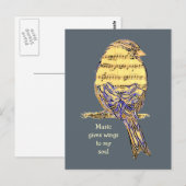 Muziek geeft mijn ziel weer Muziek Nota Bird Briefkaart (Voorkant / Achterkant)