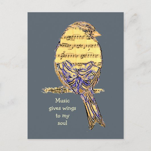 Muziek geeft mijn ziel weer Muziek Nota Bird Briefkaart (Voorkant)