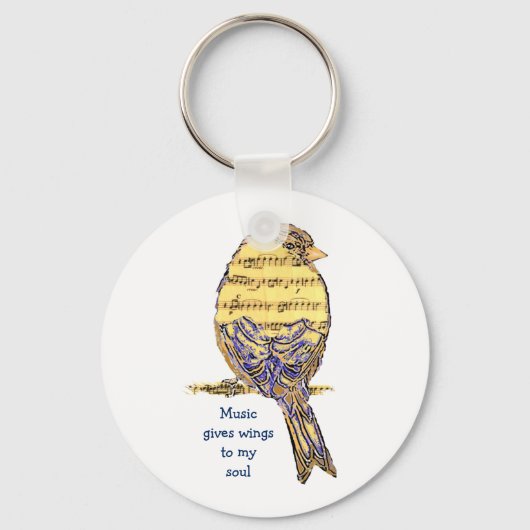 Muziek geeft mijn ziel weer Muziek Nota Bird Sleutelhanger (Voorkant)