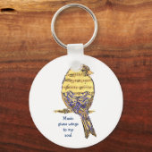 Muziek geeft mijn ziel weer Muziek Nota Bird Sleutelhanger (Voorkant)