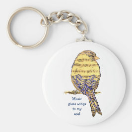 Muziek geeft mijn ziel weer Muziek Nota Bird Sleutelhanger