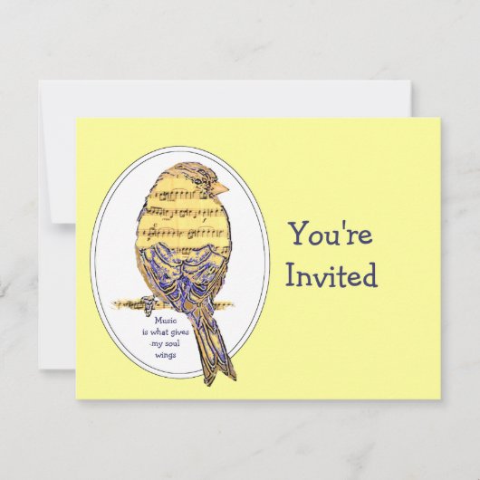 Muziek geeft mijn zielenvleugels met Bird Kaart (Voorkant)