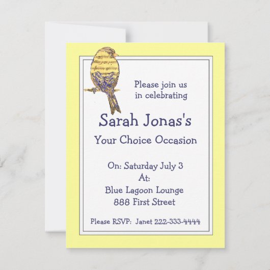 Muziek geeft mijn zielenvleugels met Bird Kaart (Achterkant)