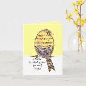 Muziek geeft mijn zielenvleugels met Bird Kaart (Gele Bloem)