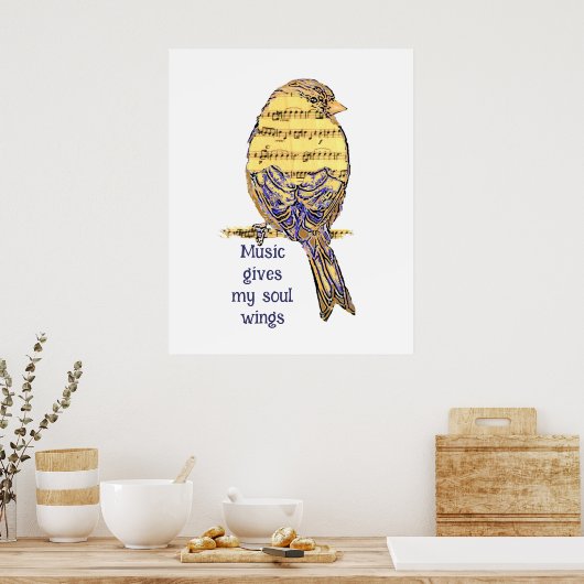Muziek geeft mijn zielsvleugels een Inspirerend ci Poster (Keuken)