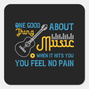 Muziek - Geen pijn wanneer muziek je past Vierkante Sticker