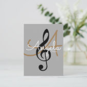 Muziek geïnspireerd, drievoudige sleutel met naam, briefkaart (Staand voorkant)