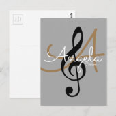 Muziek geïnspireerd, drievoudige sleutel met naam, briefkaart (Voorkant / Achterkant)