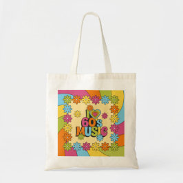 Muziek geïnspireerd ontwerp uit de jaren 60 voor m tote bag