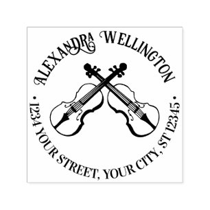 Muziek Gekruiste Violinen Naam Retouradres Zelfinktende Stempel
