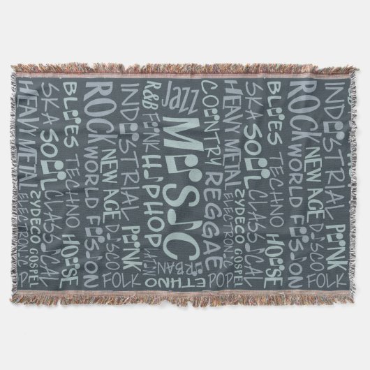 Muziek Genres Word Collage, aangepast deken werpen (Voorkant)