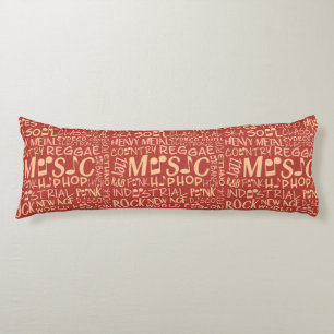 Muziek Genres Word Collage body pillow Lichaamskussen