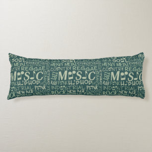 Muziek Genres Word Collage body pillow Lichaamskussen