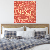 Muziek Genres Word Collage canvas afdrukken (Insitu (Slaapkamer))