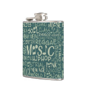 Muziek Genres Word Collage-kolf Heupfles (Links)