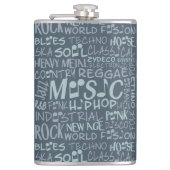 Muziek Genres Word Collage-kolf Heupfles (Voorkant)