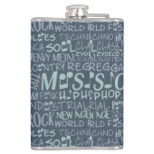 Muziek Genres Word Collage-kolf Heupfles (Achterkant)
