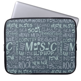 Muziek Genres Word Collage-laptophoezen Laptop Sleeve