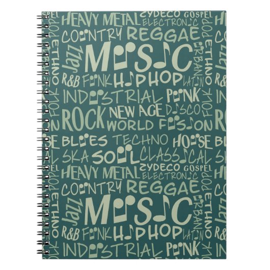 Muziek Genres Word Collage notitieboek (Voorkant)