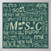 Muziek Genres Word Collage poster (Voorkant)