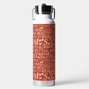 Muziek Genres Word Collage Waterfles