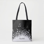 Muziek gepersonaliseerde naam zwart wit tote bag (Voorkant)