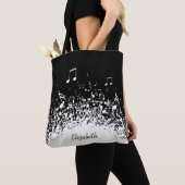 Muziek gepersonaliseerde naam zwart wit tote bag (Dichtbij)