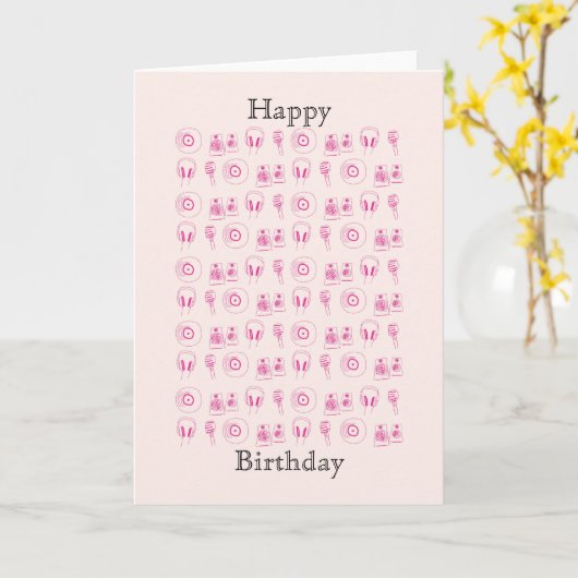 Muziek gerelateerde Happy Birthday Kaart (Gele Bloem)