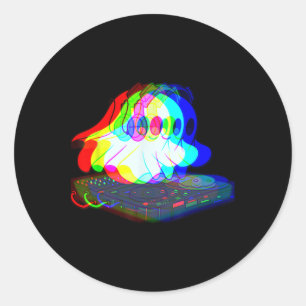 Muziek Ghost Halloween Techno Rave Halloween Party Ronde Sticker