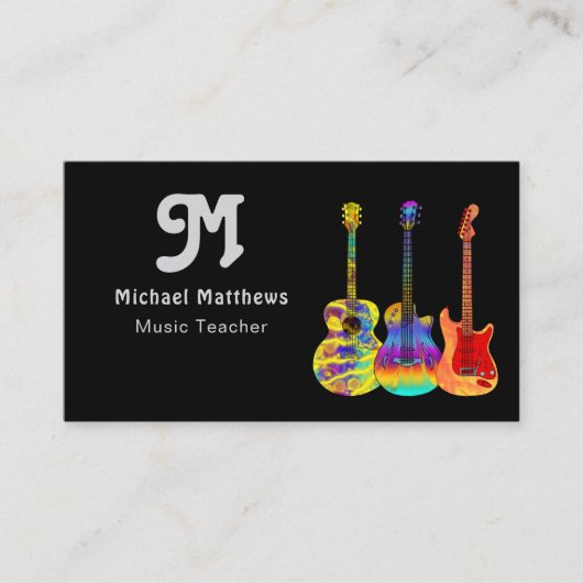Muziek Gitaar Leraar Logo en Social Media Custom Visitekaartje (Voorkant)