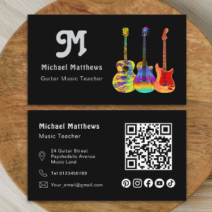 Muziek Gitaar Leraar QR Code Social Media Custom Visitekaartje