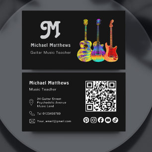 Muziek Gitaar Leraar QR Code Social Media Custom Visitekaartje